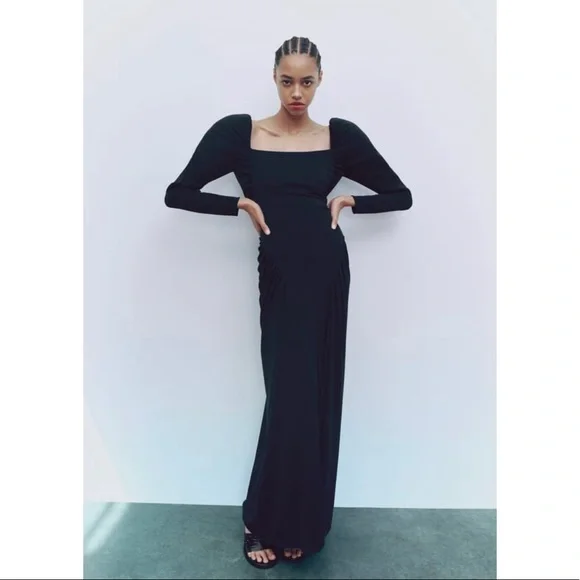 Zara Polka Dot Maxi Dress Selling This Zara Black Open Back Dress Worn As Depop Zara Polka Dot Maxi Dress Selling This Zara Black Open Back Dress Worn As Depop